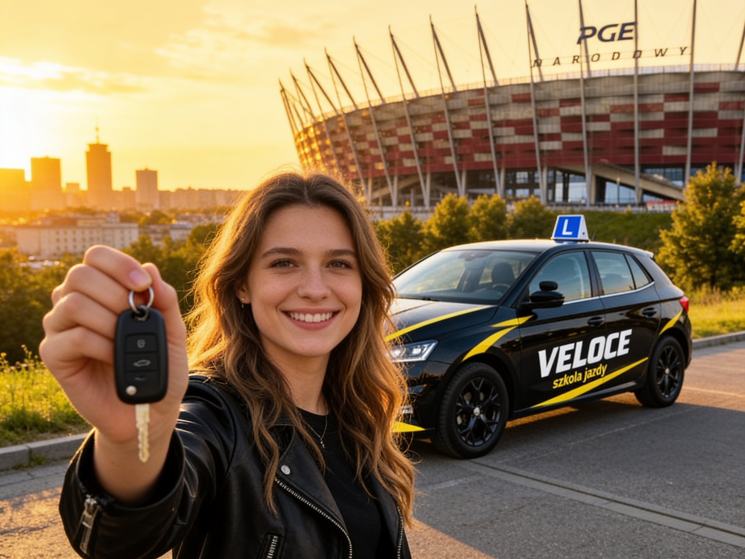 Kursantka z kluczami przy Skodzie VELOCE